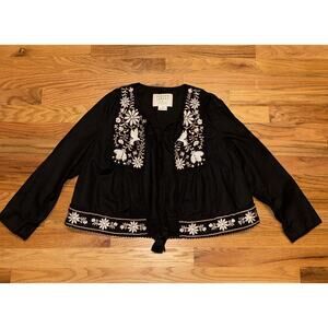 Broome Street Kate Spade Embroidered White Floral Open Front Jacket Size Small